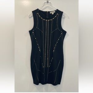 Nicki Minaj Black Gold Stud Embellished Bodycon Dress Womens Size XL (367)‎